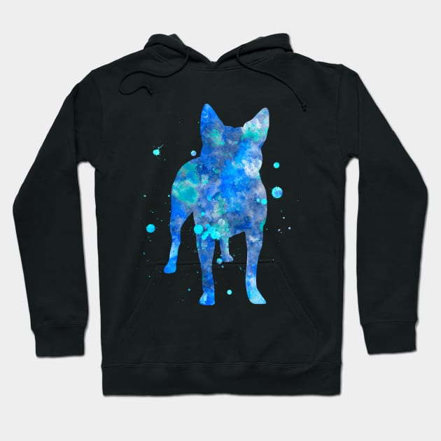 Cattle Dog Watercolor Portrait Hoodie by Miao Miao Design